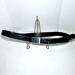 Mission Belt Mens Leather Ratchet Buckle Size 42"-49" Black Silver Toned